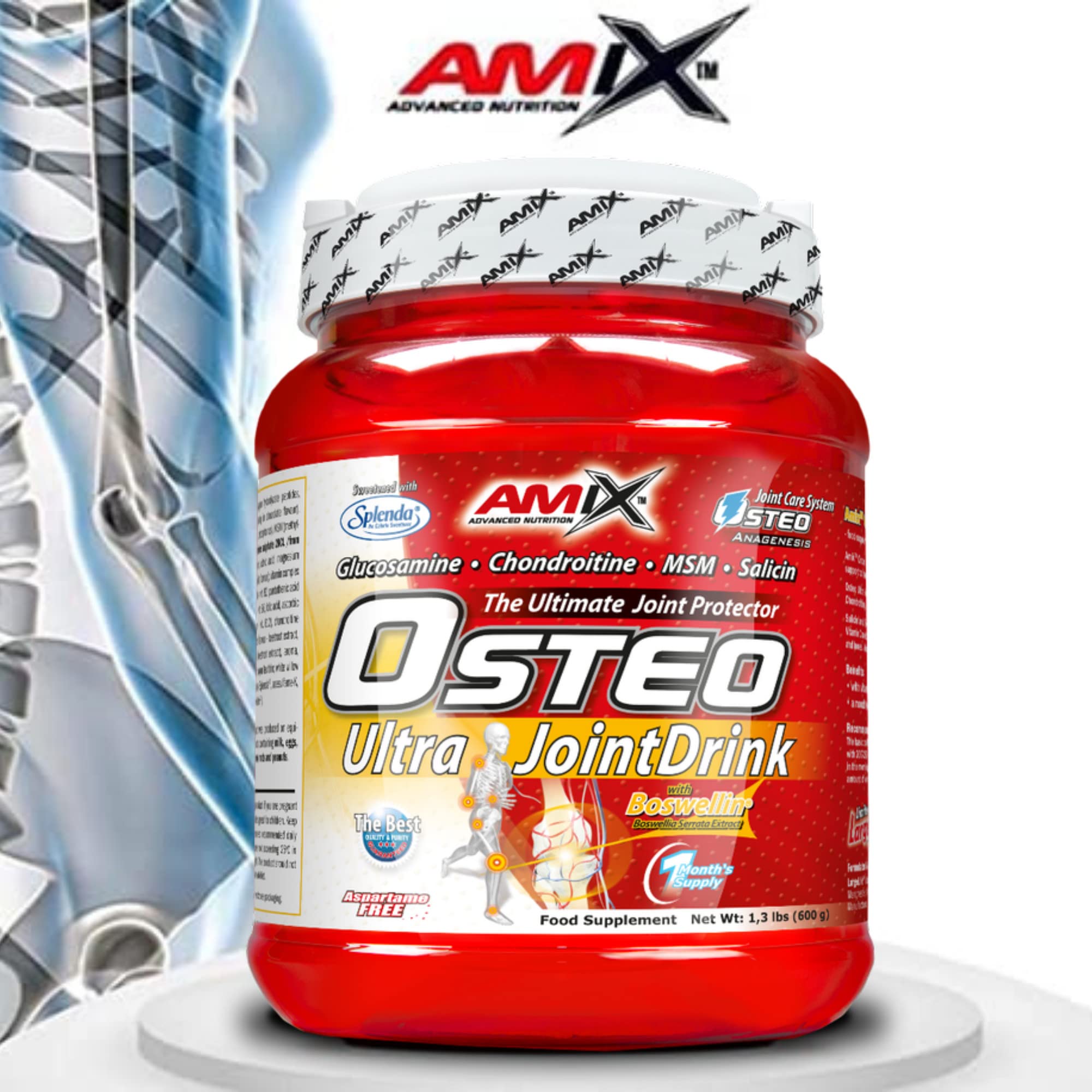AMIX - Suplemento Vitamínico en Polvo - Osteo Ultra Joint Drink en Formato de 600 g - Con Salicina y Boswellia Serrata - Ayuda a Mantener la Función Normal de las Articulaciones
