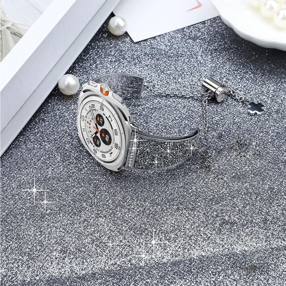 Compatible for Samsung Galaxy Watch 8 Band 40mm 44mm, Women Bling Galaxy Watch 8 Classic 46mm Bracelet Adjustable Replacement Strap Wristband for Galaxy Watch 8/8 Classic - Image 7
