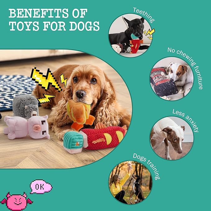 Juguete para Perros Fuzzwoof 5 Piezas Pixel Style con Chirriador miniatura 7