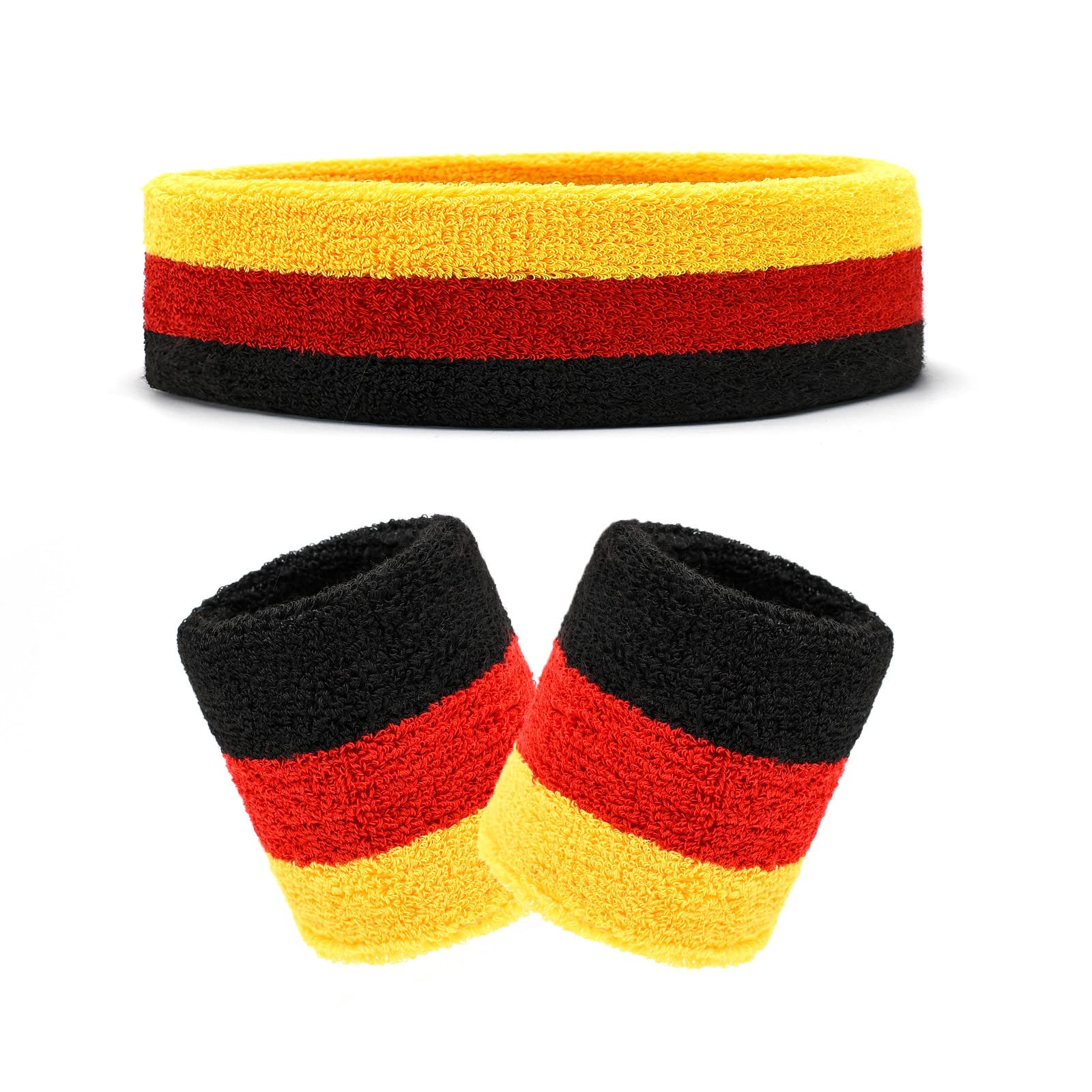 Sweatband Set 3 Pieces,Includes 1 Headband and 2 Wristbands Athletic Sweatbands for Men Women Teens Sports Absorbing Headbands/Wristbands Gym Yoga Use