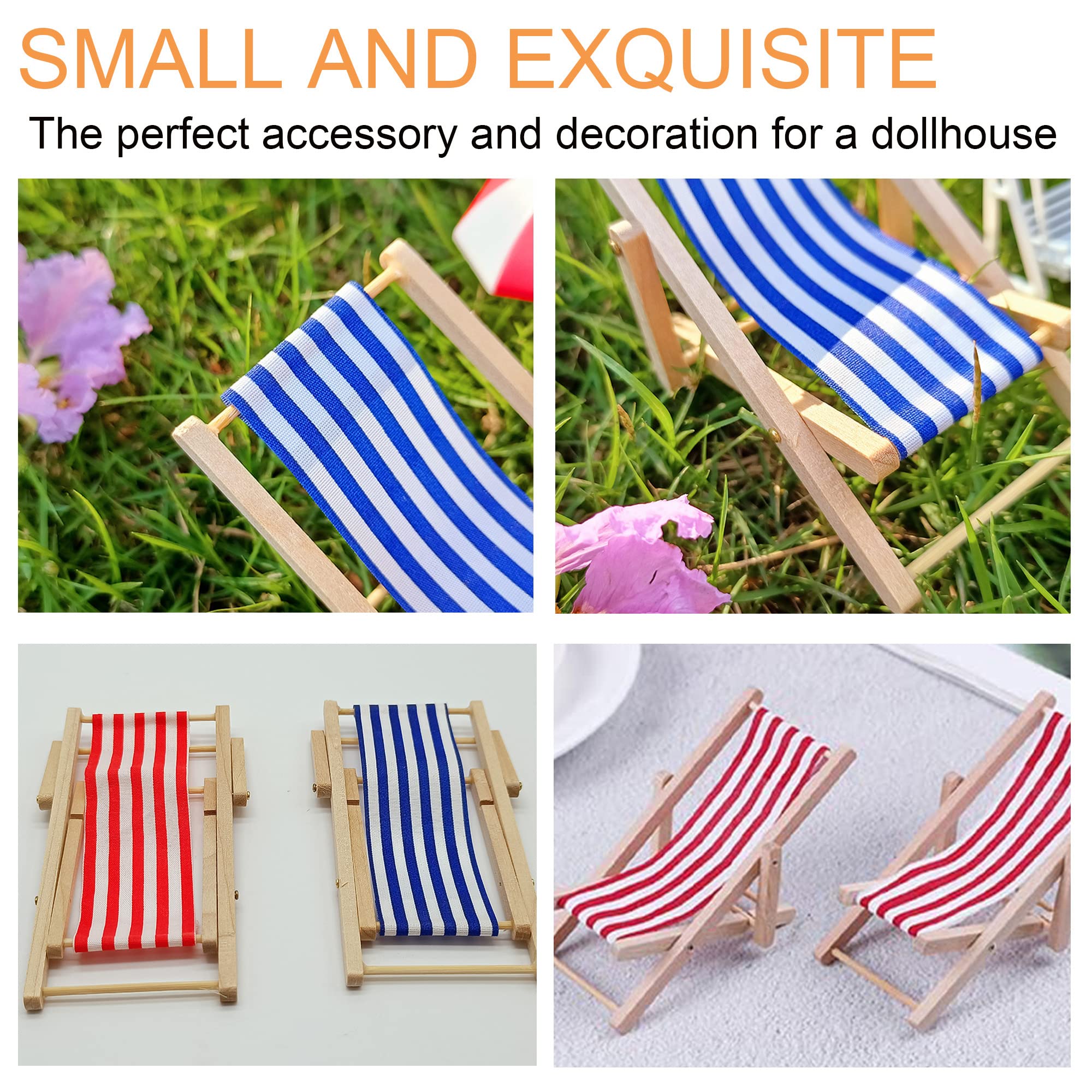 Mini Sedie Da Spiaggia Pieghevoli Per Casa Delle Bambole – NUOBESTY Set Da 2, Mobili In Miniatura Rosa Con Tela, Giocattoli Fai Da Te E Decorazioni Per Diorami