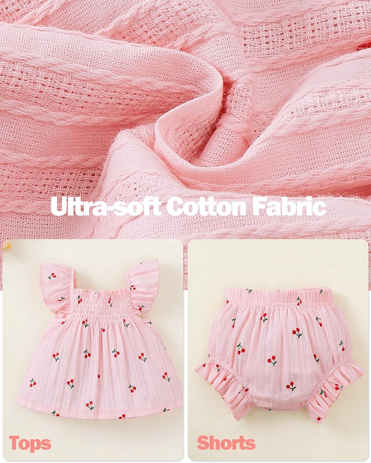 Jecson Newborn Baby Girl Summer Clothes Infant Girl Outfits Sleeveless Ruffle Top and Bloomers Shorts Set 0 3 6 12 Month - Image 4