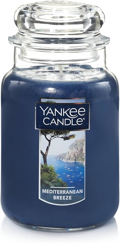 Yankee Candle Mediterranean Breeze - Vela perfumada clásica en tarro grande de 22 oz, vela de una sola mecha, más de 110 horas de combustión, cera de grado parafina