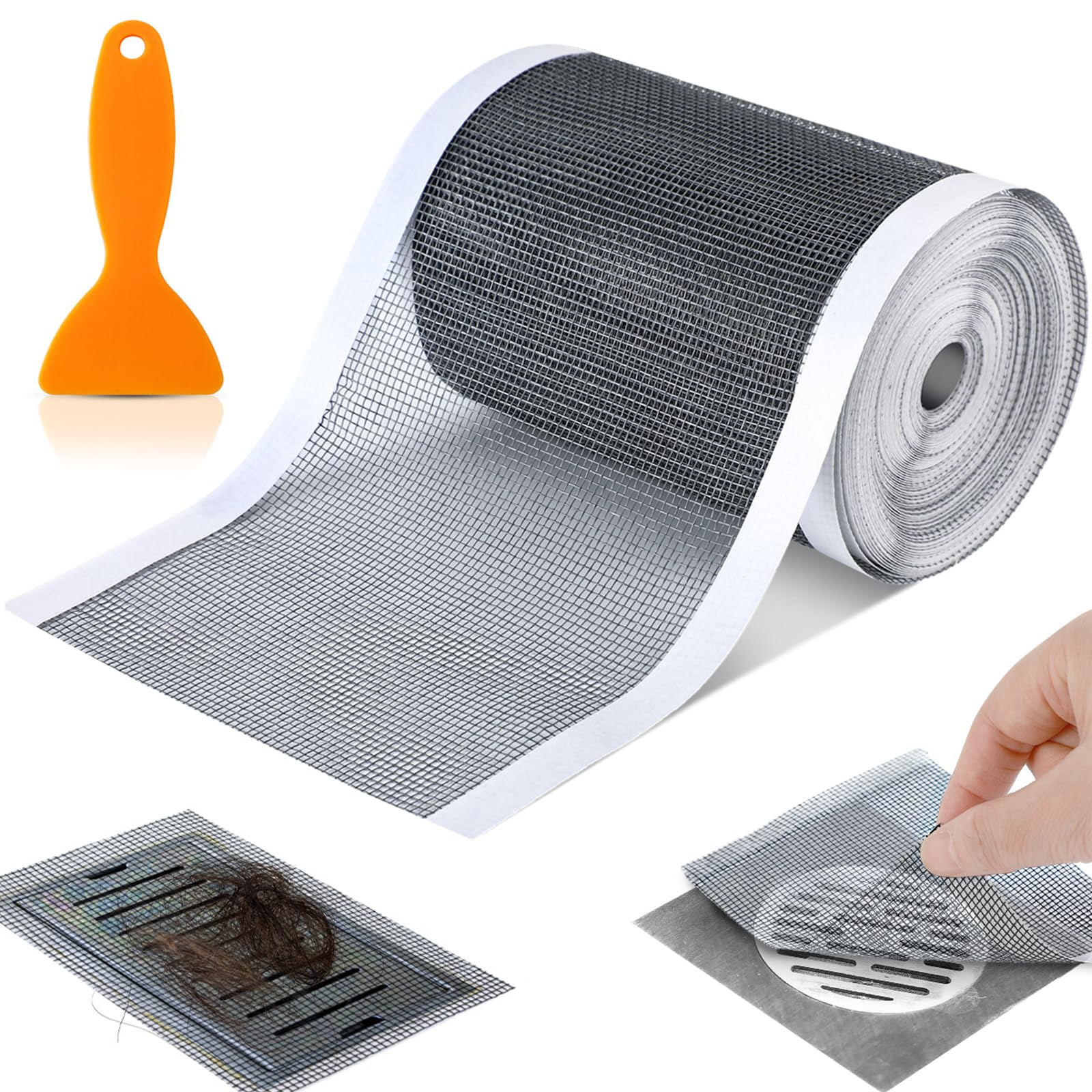 1 opakowanie 10 cm x 10 m wycinany jednorazowy odpływ prysznicowy odpływ włosów siatka naklejka do liniowego odpływu prysznicowego DIY osłona odpływu prysznica łapacz odpływ prysznicowy filtr