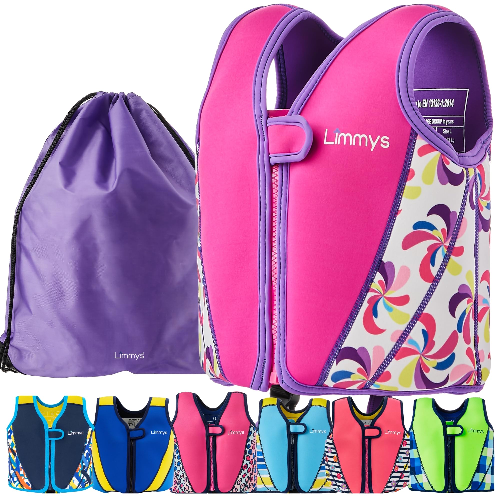 Limmys Swim Vest for Toddlers & Kids - Adjustable Buoyancy Swimming Aid, CE Safety Certified, Award-Winning Parent-Approved Design, Soft Neoprene
