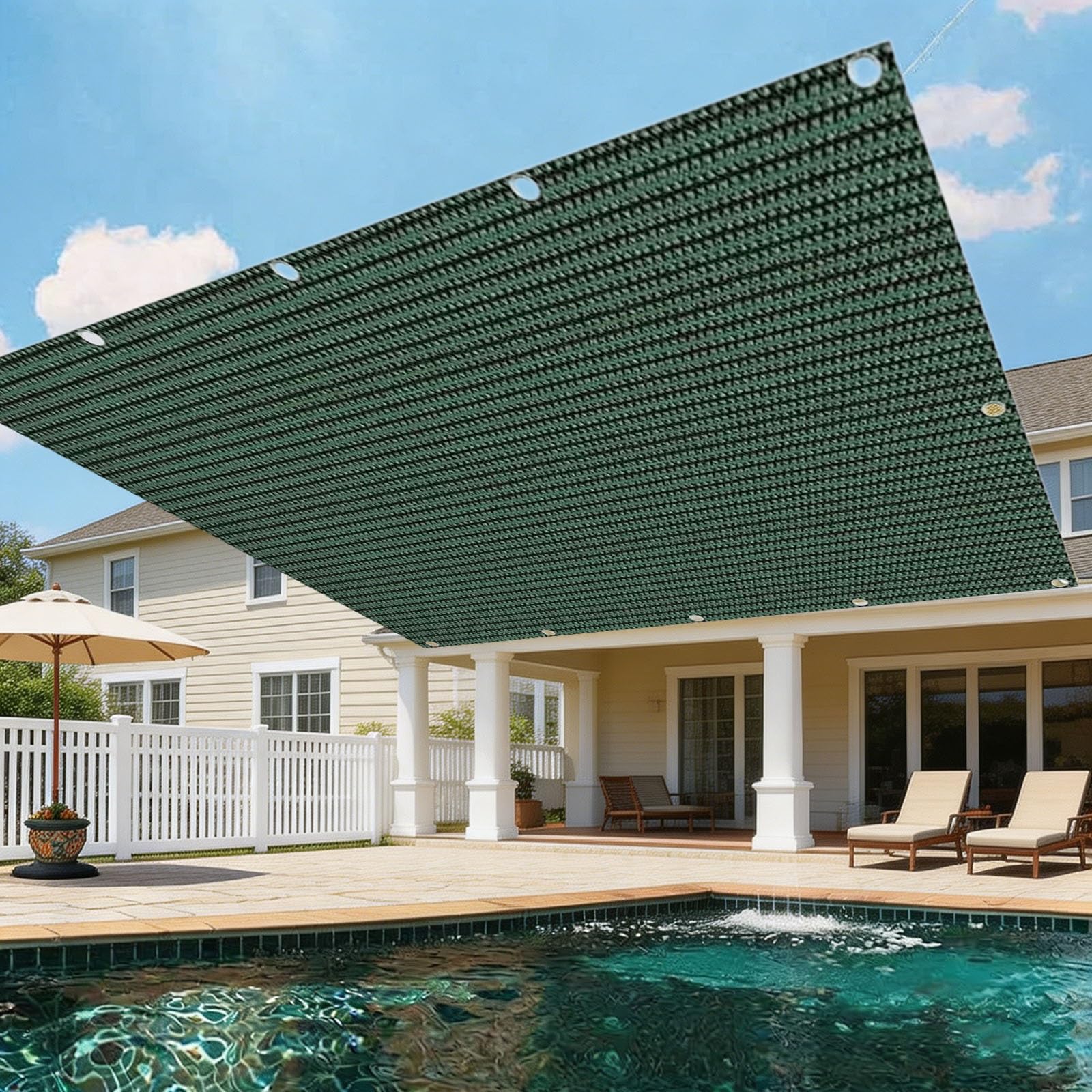 Voile d'ombrage anti-chaleur 550 x 700 cm évite l'effet de serre en terrasse