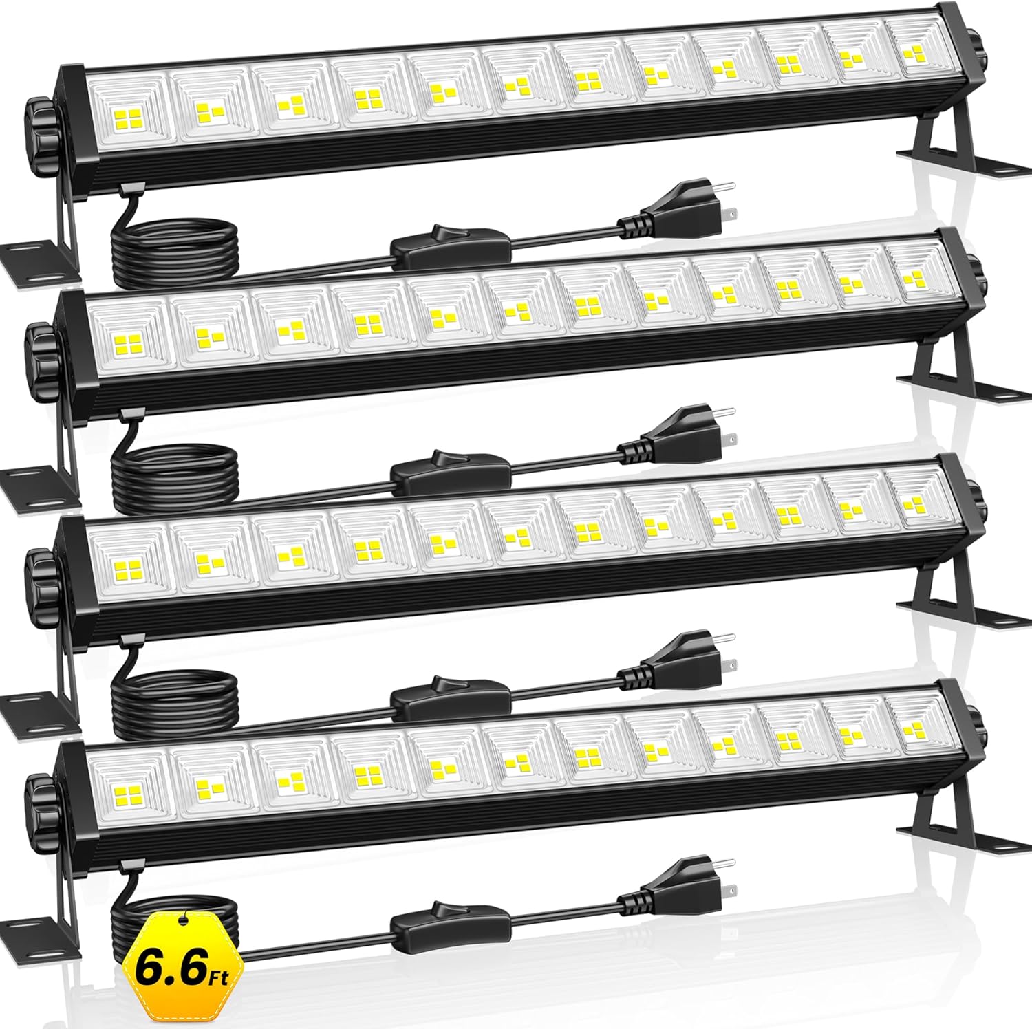 4 Pack LED Shop Lights, 40W 5400LM Plug in Garage Lights with 6.6FT Long Power Cord and On/Off Switch, 6000K Daylight White Work Light for Garage, Workshop, Warehouse
