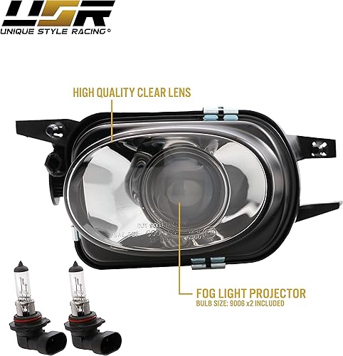 Miniatura 6 de USR - Proyector de lente de vidrio mejorado con luz antiniebla (izquierda + derecha) compatible con Mercedes W203 Clase C Sport 2005-2007 paquete