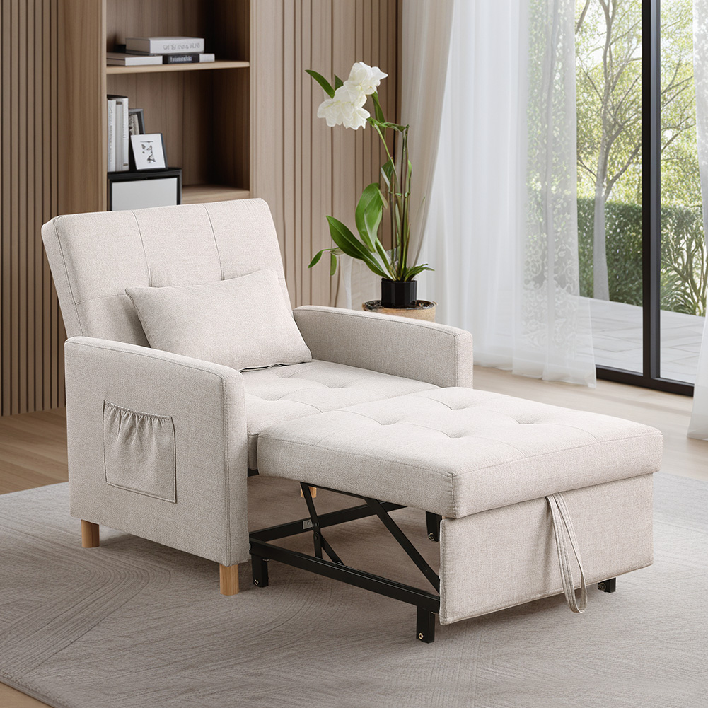 Sillón cama plegable convertible gris claro miniatura 7