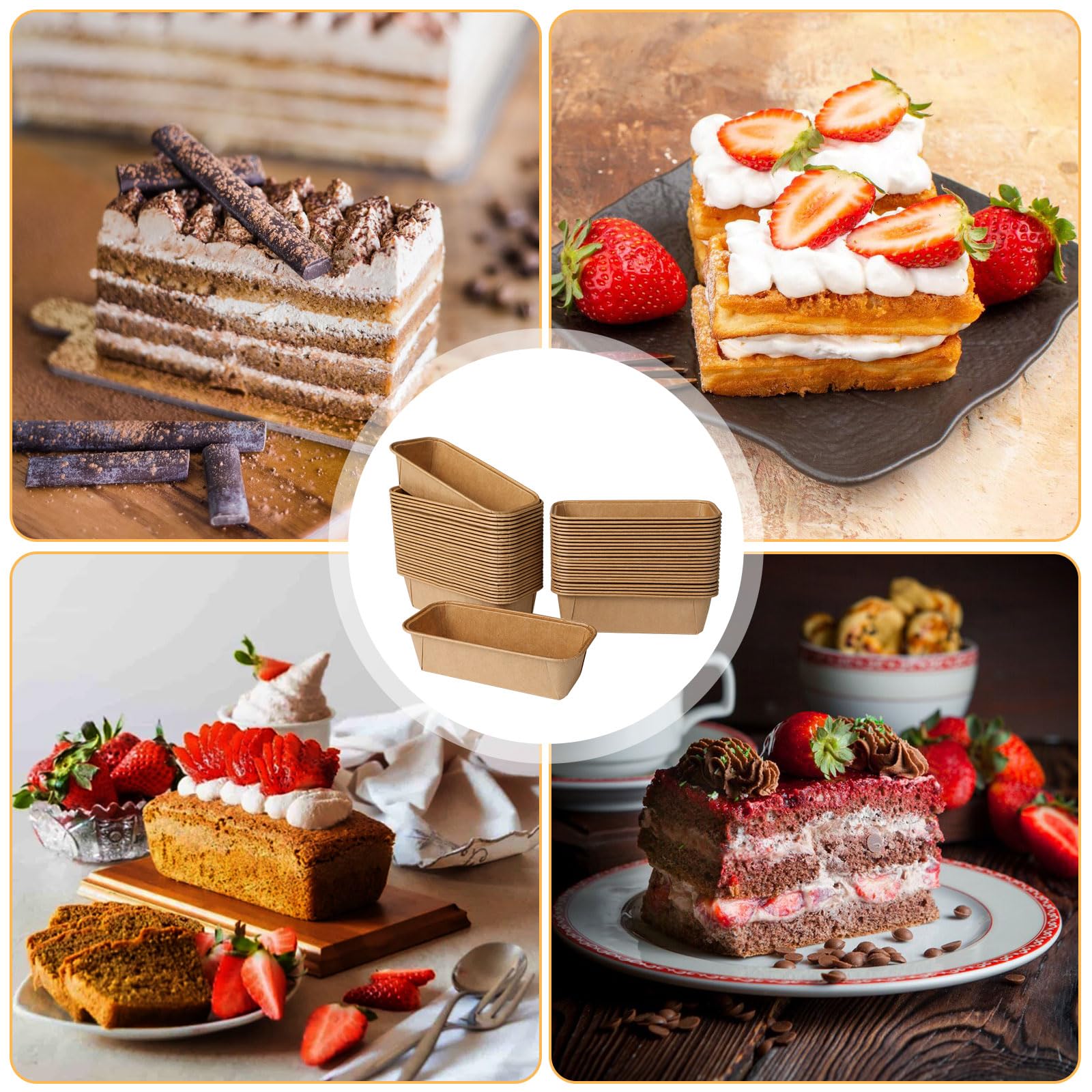 50 Pezzi Stampi in Carta Monouso 15.5x5.4x5.3cm Teglia in Cartone Guardini Monouso Pirofila di Carta usa e Getta Adatti al Forno Plumcake Pane Torte Muffin Marrone