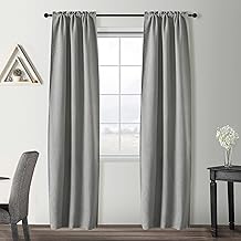 GIRASOLE HOME® Coppia Tende Semi Oscuranti Antifiamma Ideali per Cucina Ristorante Albergo Fantasia a Tratteggi Tessuto Ignifugo Certificato Tenda Isolante 2 Pannelli (70x235cm, Grigio)