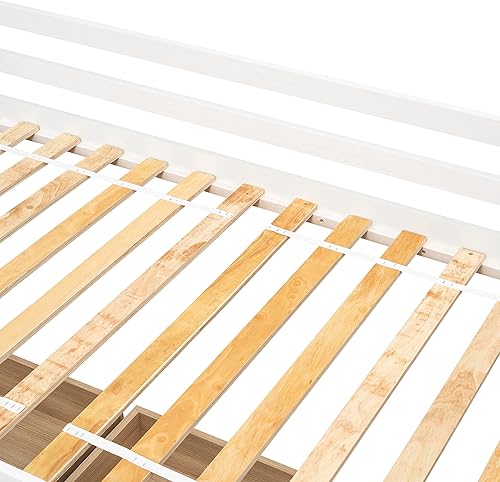 Miniatura 8 de Harper & Bright Designs Sofá cama de madera de tamaño individual con dos cajones de almacenamiento, sofá cama con listones, no necesita somier,