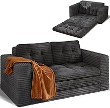 Xbro Space-Saving 2 Seater Sofa Bed, Compact Folding Guest Sofa, Soft Corduroy, Ideal for Small Spaces Living Room and Studio, 150 x 86 x 75 cm, Dark Grey