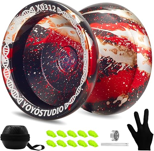 Miniatura 12 de Paquete de 2 Yoyos Sensibles - YOYOSTUDIO X0312 Negro Azul Naranja + P1 Blanco Yoyo Profesional para Niños 8-12 Yoyo No Sensible para Adultos con 2