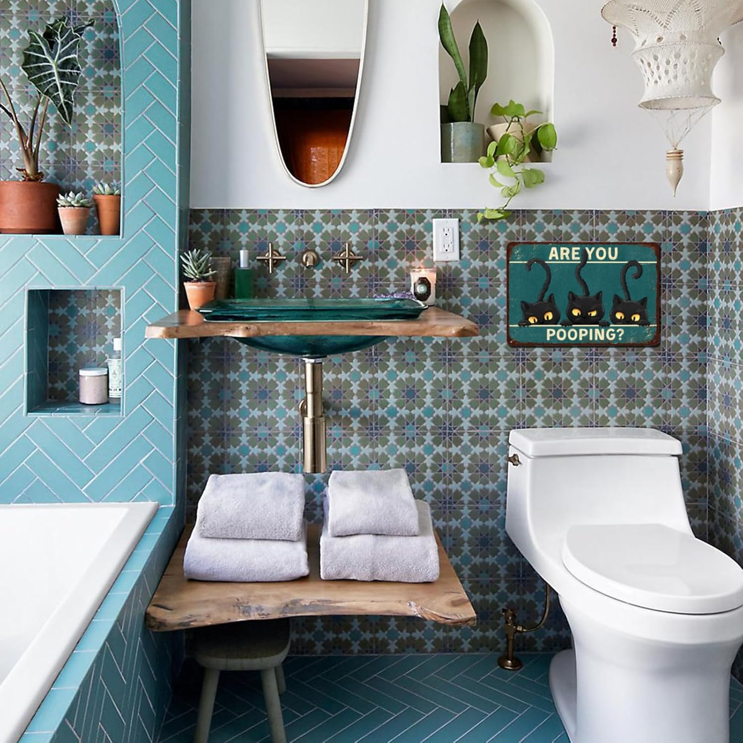 Vintage Bathroom Signs Decor Are You Pooping Bathroom Pictures Wall Decor Dog Metal Wall Art - Image 5