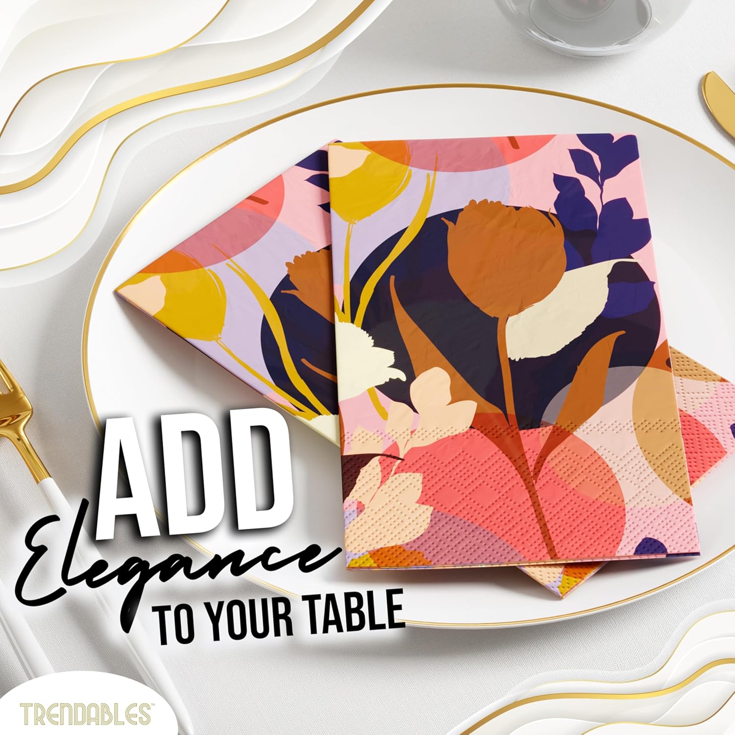 Trendables Floral Napkins for decoupage 200 Pcs 3 Ply floral paper napkins decorative Guest Towels Disposable Bathroom, Flower Design For Tea Party Decorations, Dinners & Weddings