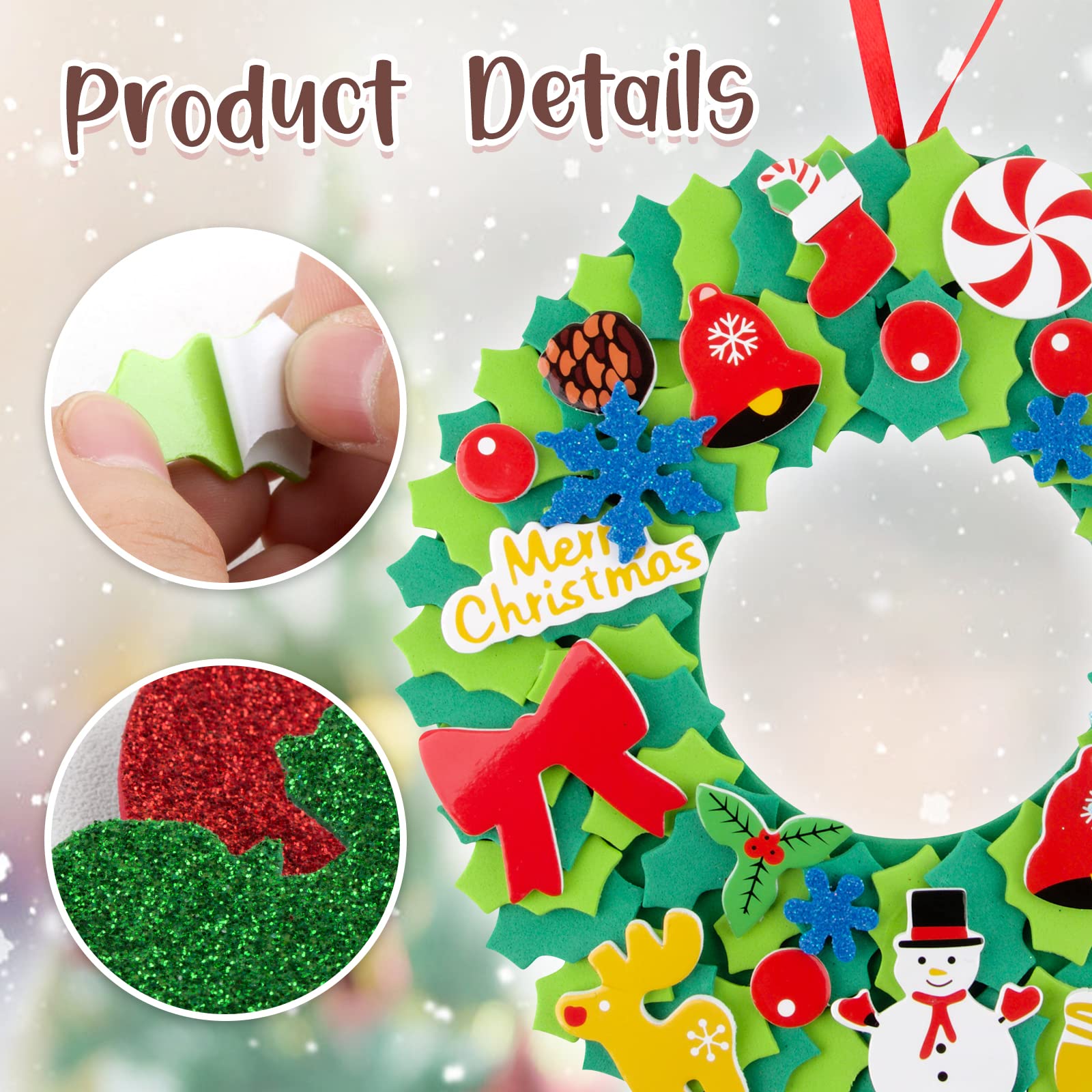 Sunshine Smile Weihnachts-Bastelset – 6 Stück Filz-Kränze, 15 Cm | DIY-Dekoration Für Kinder & Familien