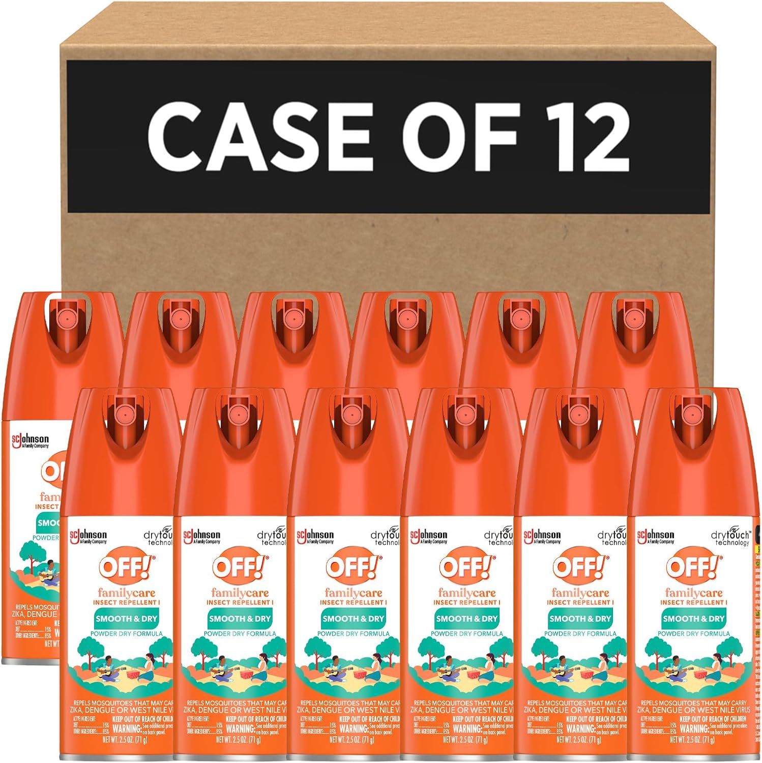 SC Johnson Professional Off! FamilyCare Insect Repellent, Smooth & Dry, 2.5 fl oz, 12 Count