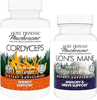 Bundle with Cordyceps Capsules, 120 Count & Lion's Mane Capsules, 30 Count - Support Immune Health & Energy - Support Brain Health, Memory & Focus*