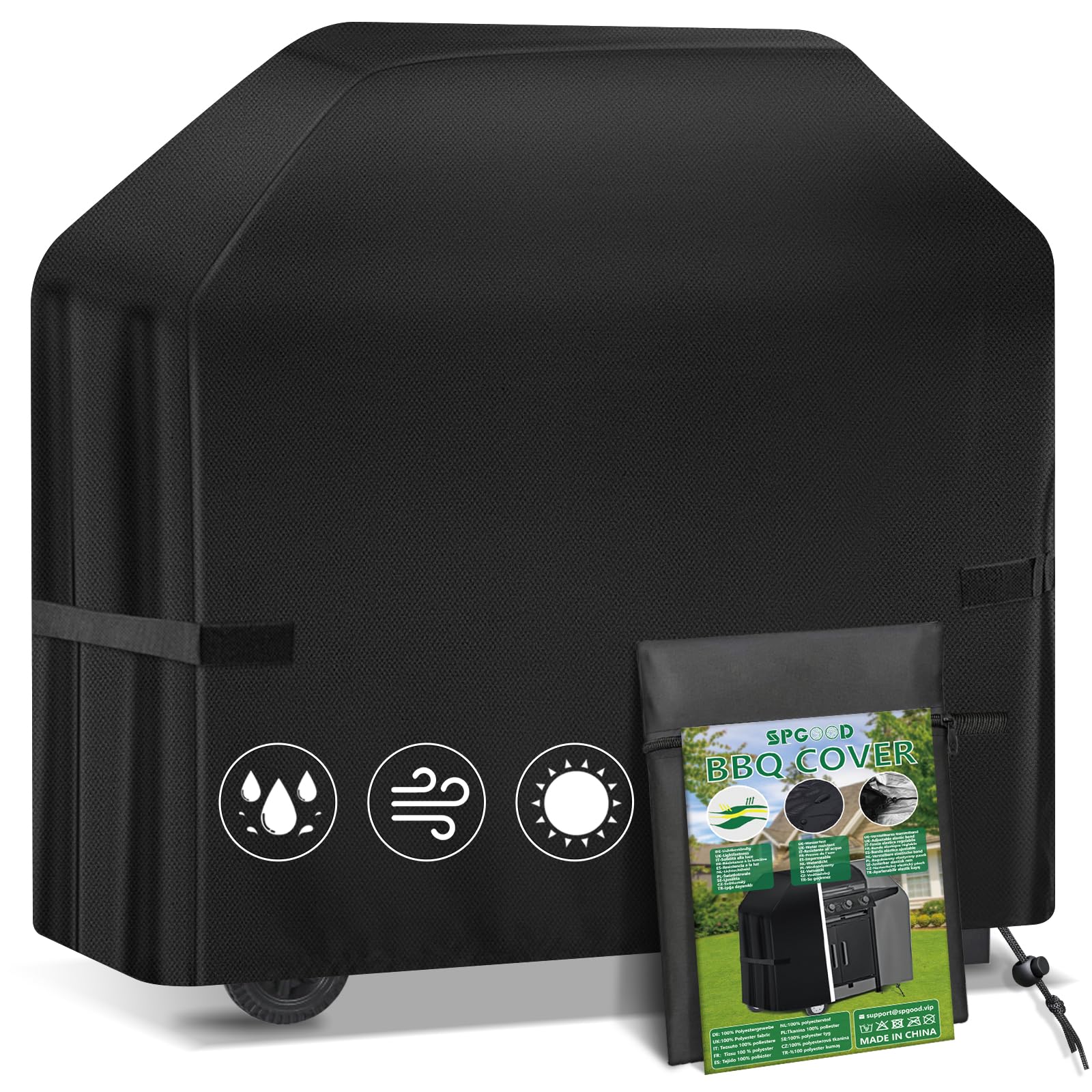SPGOOD Grillabdeckung Wetterfest 420D Oxford-Stoff Grill Abdeckhaube Gasgrill Wasserdicht Staubdicht Schutzhülle Haube Abdeckplane Reißfest BBQ Cover, Universelle 120x66x120 cm