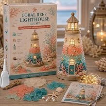 JIEMUXIU Christmas Decorations DIY Coastal Lighthouse Sea Glass Art Kit