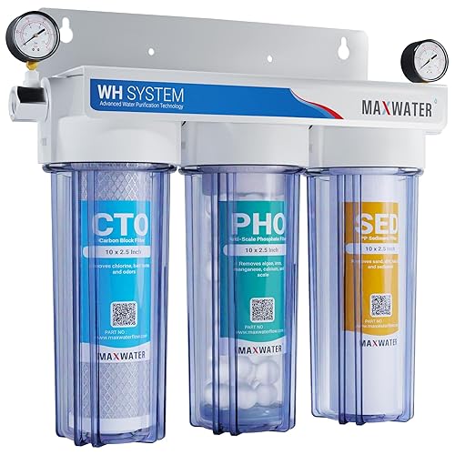 Max Water Sistema de filtración de agua estándar de 3 etapas (bueno para proteger el hogar de incrustaciones y corrosión) de 10 pulgadas para toda