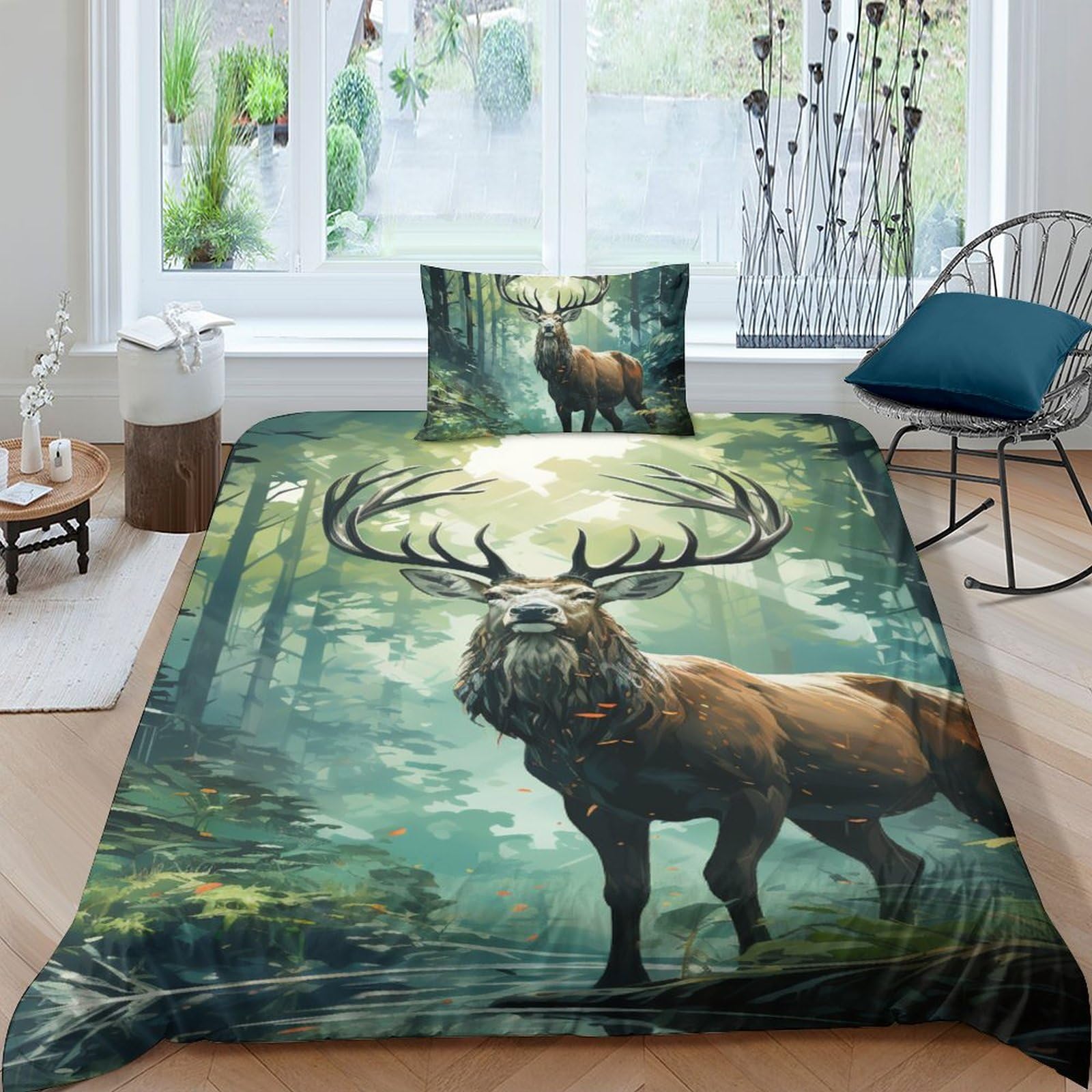 Housse de couette élan 3D pour transformer votre chambre en un chalet de forêt chaleureux