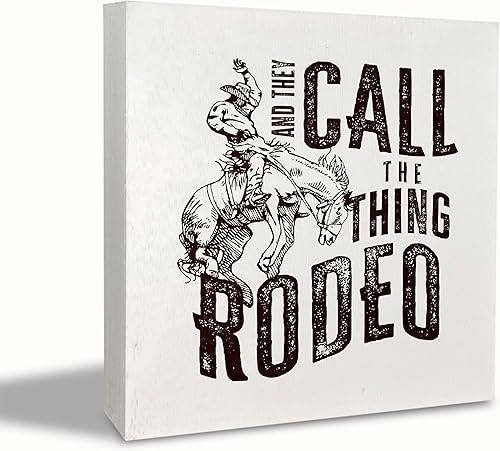 Caja de placa de madera rústica con diseño de vaquero occidental y ellos llaman la cosa Rodeo, decoración de escritorio para el hogar, dormitorio,