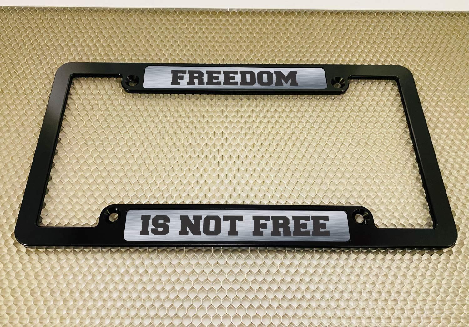 Black Double Badge | CNC Machined Billet Aluminum | Custom Personalized Car License Plate Frame - Steel/Black
