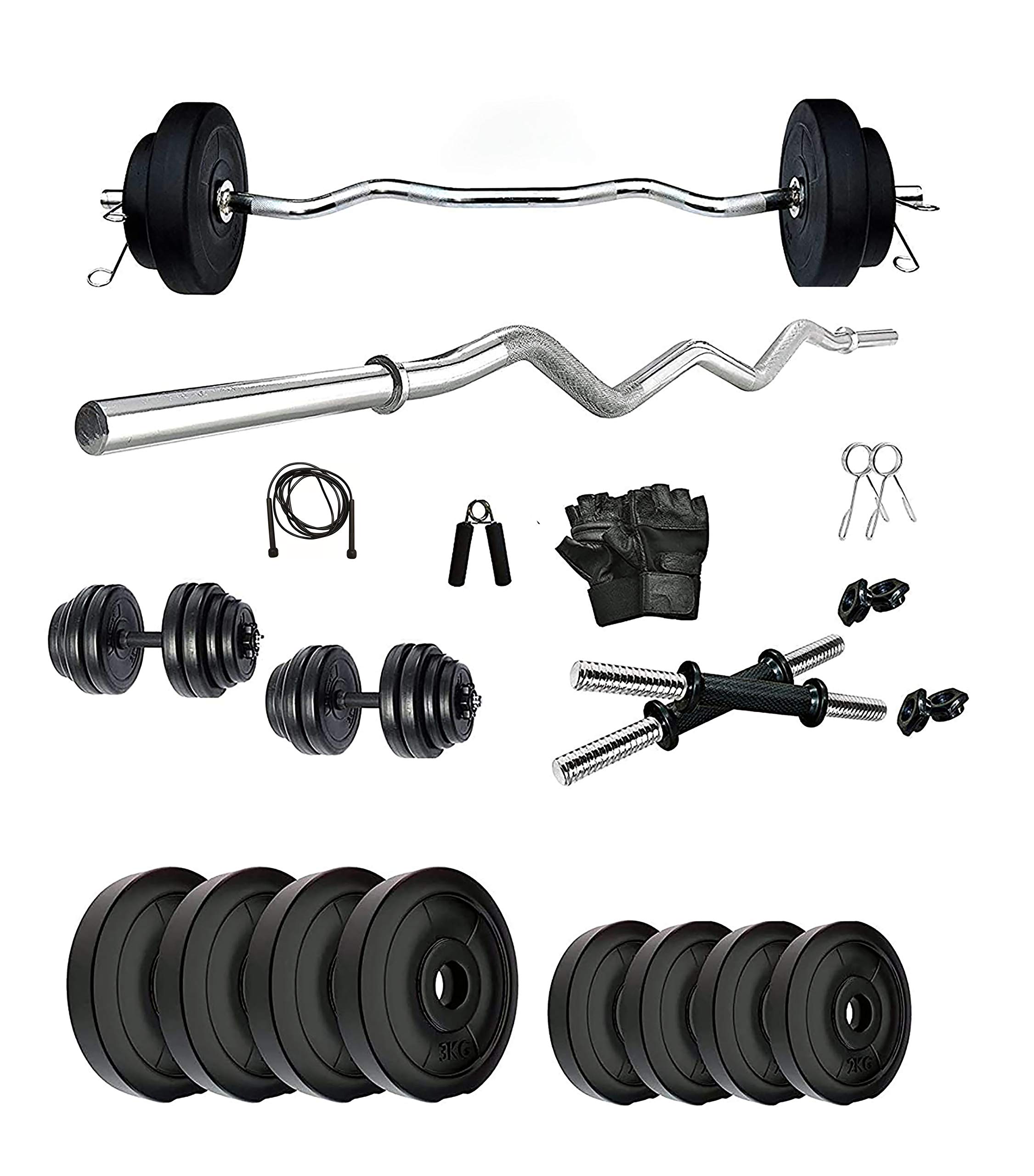 OCEL Home Gym Set PVC 14KG 3X2 2X4 1PC 3Ft Curl & 1 Pair Dummbell Rod with Gym Accessories (B08RX77NN3) Amazon Price History, Amazon Price Tracker