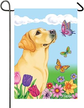 Yellow Labrador - Best of Breed Butterfly Garden Flag