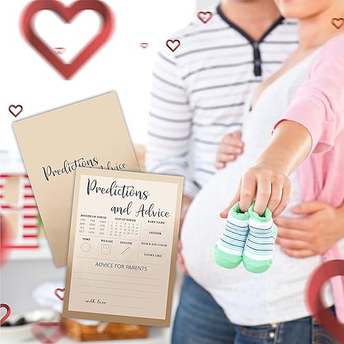 Miniatura 7 de Adivina quién Juego de mamá o papá para baby shower, 30 tarjetas de juego de relleno de doble cara color caqui para bebé niño y niña, revelación de