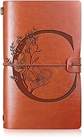 Vista 14 de Booson Diario de viaje inicial de cuero, cuaderno personalizado con monograma, regalos de apreciación, diario recargable y personalizado