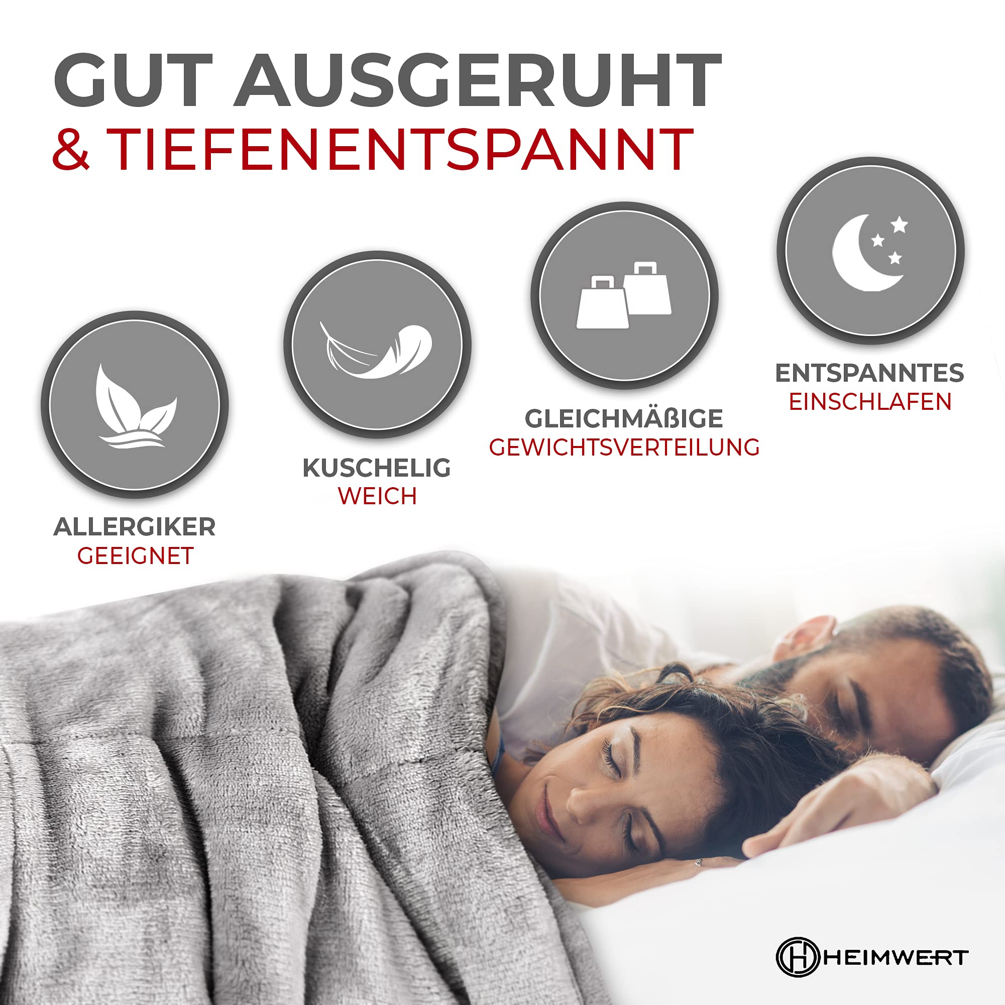 Heimwert Gewichtsdecke Therapiedecke Weighted Blanket 4 kg Schwere Decke für Tiefen Schlaf