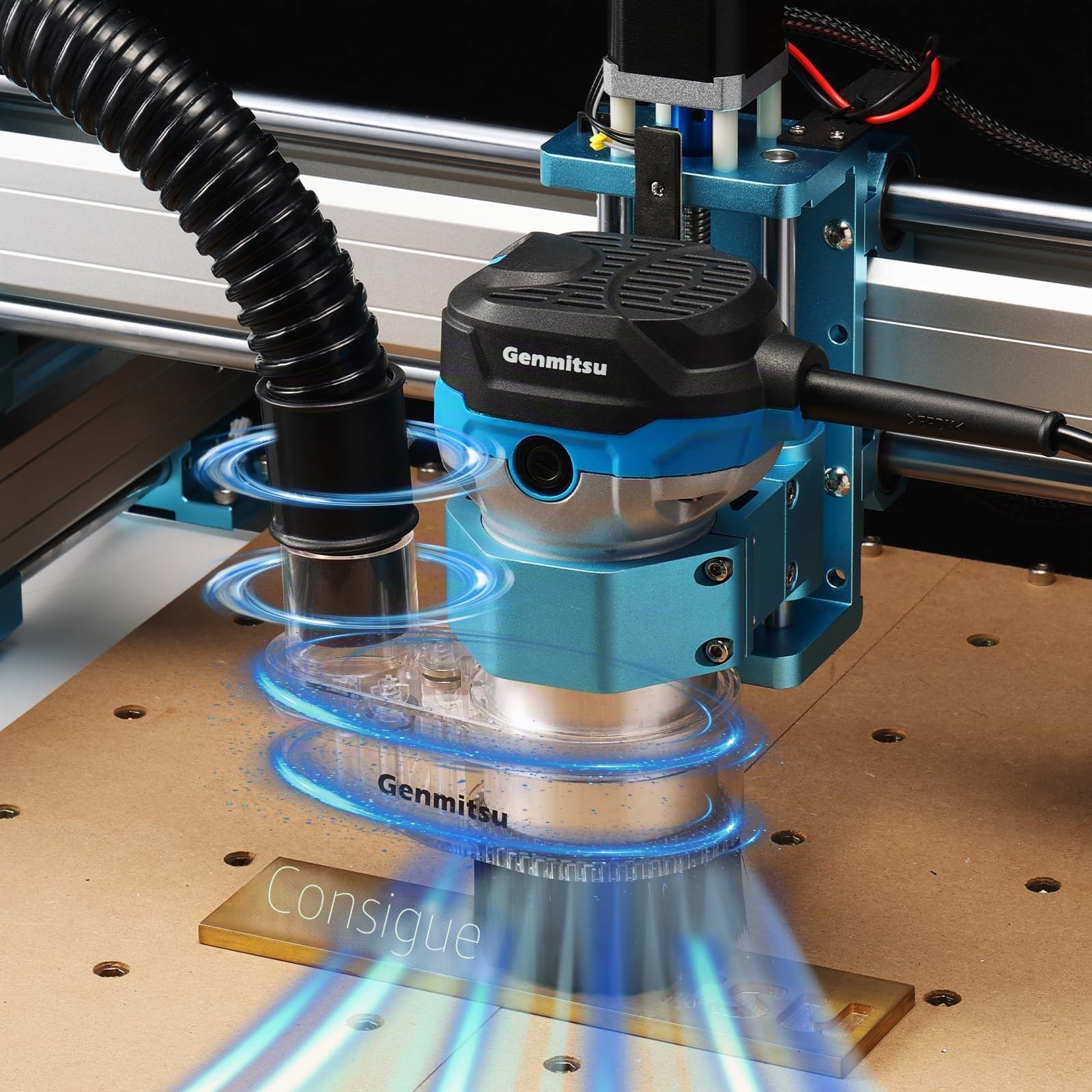 Genmitsu CNC Zapata para polvo para máquinas CNC Motor de husillo/enrutador compacto con un diámetro neto de 65 mm/69 mm, adaptador de manguera de diámetro exterior 38 mm, transparente