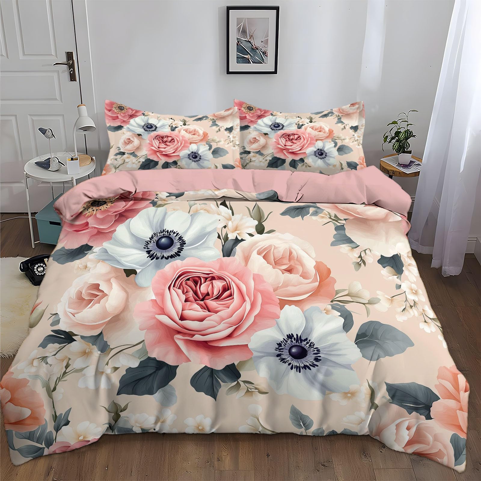 Housse de couette 220x240 vert eucalyptus avec parure de lit zippée