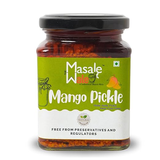 The Masalewale Mango Pickle | Homemade | Medium Spicy | 100% Natural Ingredients Used | Prepared through traditonal Method | No preservatives and Artificial flavours | 280 gms (Pack, 1)