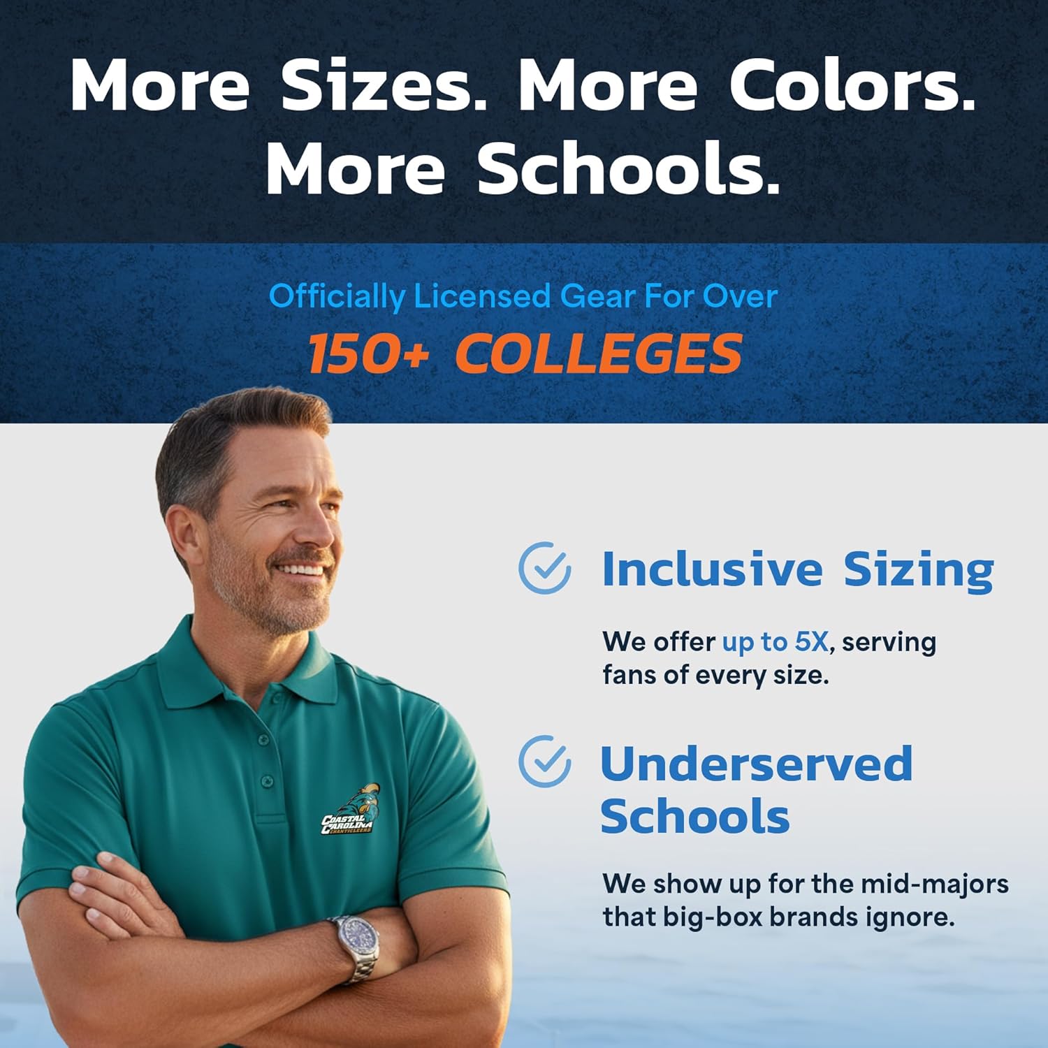 NCAA College Men's Polo Shirt - Officially Licensed Embroidered Athletic Logo, Moisture-Wicking Micro Pique Golf Polo, UPF 50