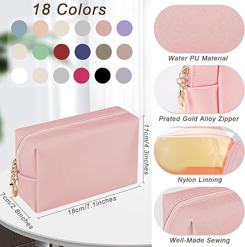 Miniatura 2 de Chunful Juego de 18 bolsas de cosméticos a granel para mujeres, de piel sintética, con cremallera, bolsa pequeña resistente al agua, bolsa de aseo