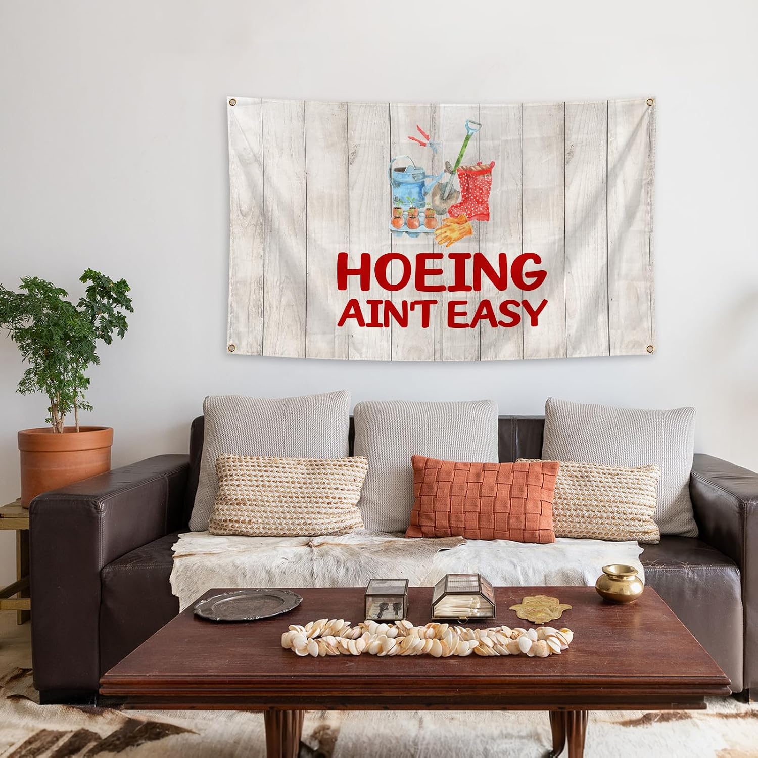Hoeing Ain't Easy Gardening Flag 3×5 Ft Funny Horticulture Tool Flags Banner with Brass Grommets Gifts for Gardeners Plant Lovers Bedroom, College Dorm Room, Party, Yard Indoor Outdoor Decor image 3