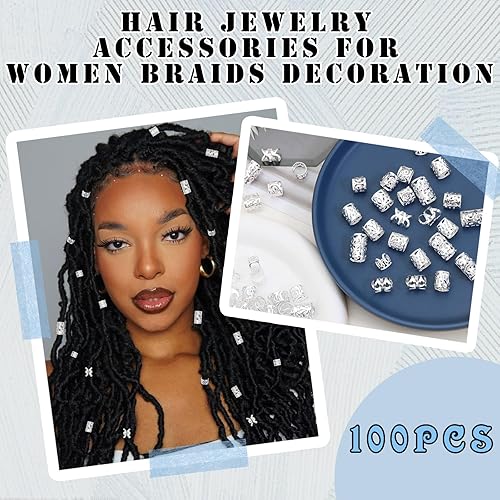 Miniatura 6 de NAISKA Loc Dreadlocks - Pinzas para trenzar para el cabello, joyería de metal para trenzar el cabello, bobinas para trenzas, hombres y barba,