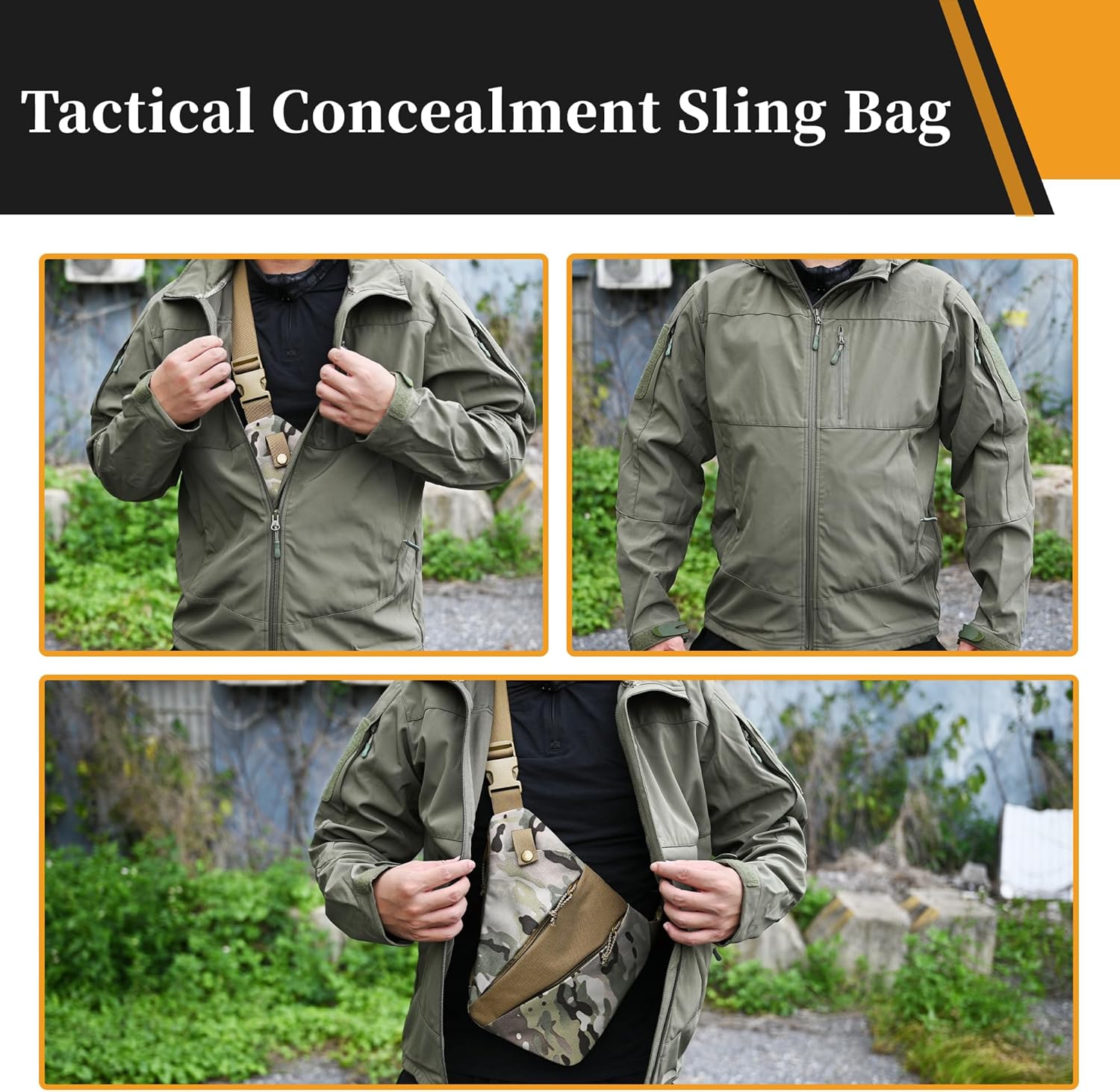 CCW Sling Bag for Concealed Carry, Tactical Crossbody Sling Bag with Quick Access Compartment, Low Profile Shoulder Chest Bag for Men & Women