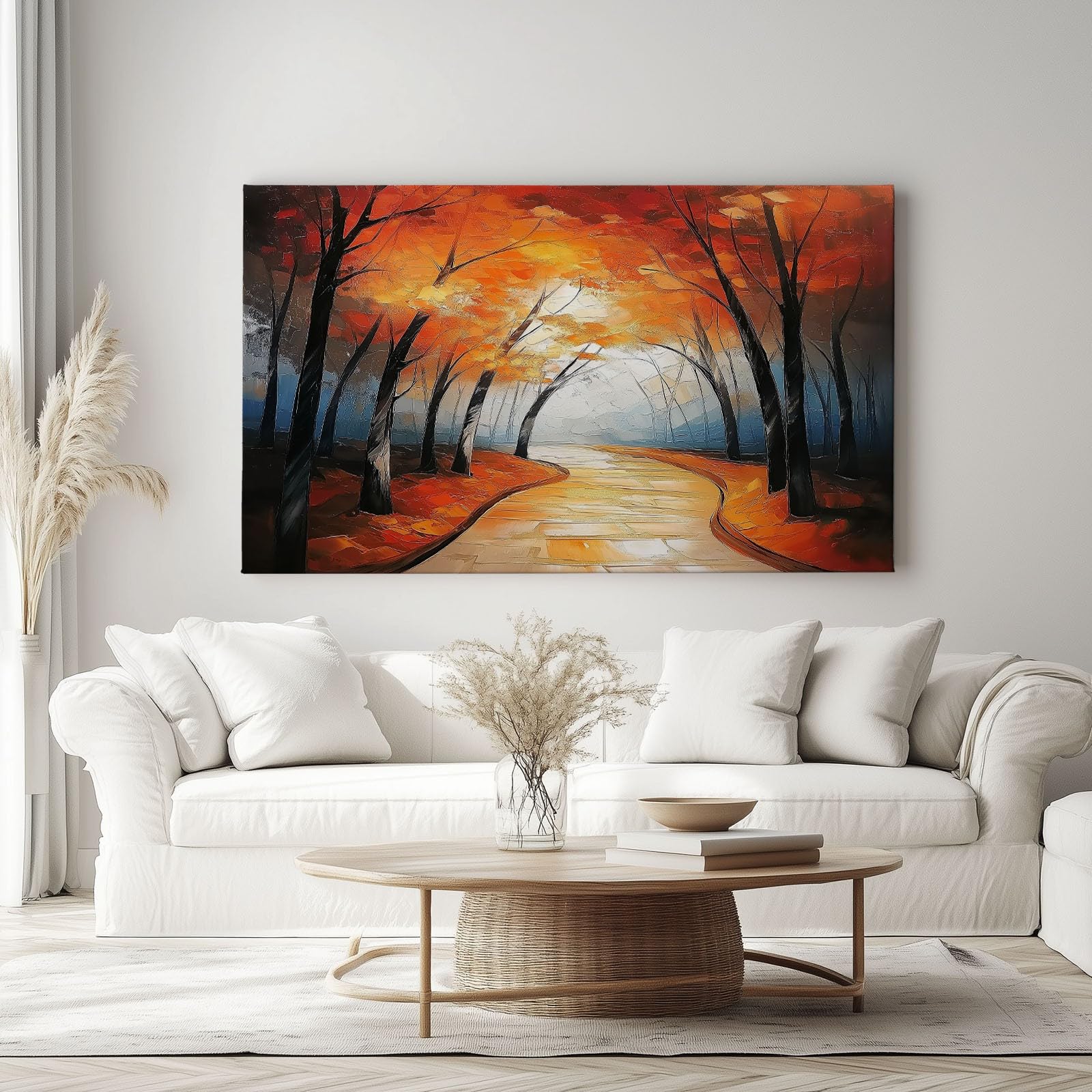 Toile Tableaux Sentier Forestier Abstrait Art Affiches Style Peinture À L'Huile Toile Impressions Decoration Murale Pour Salons Chambres Cuisines Tableau Décoratif 160 x 80 cm (L x l) Sans Cadre