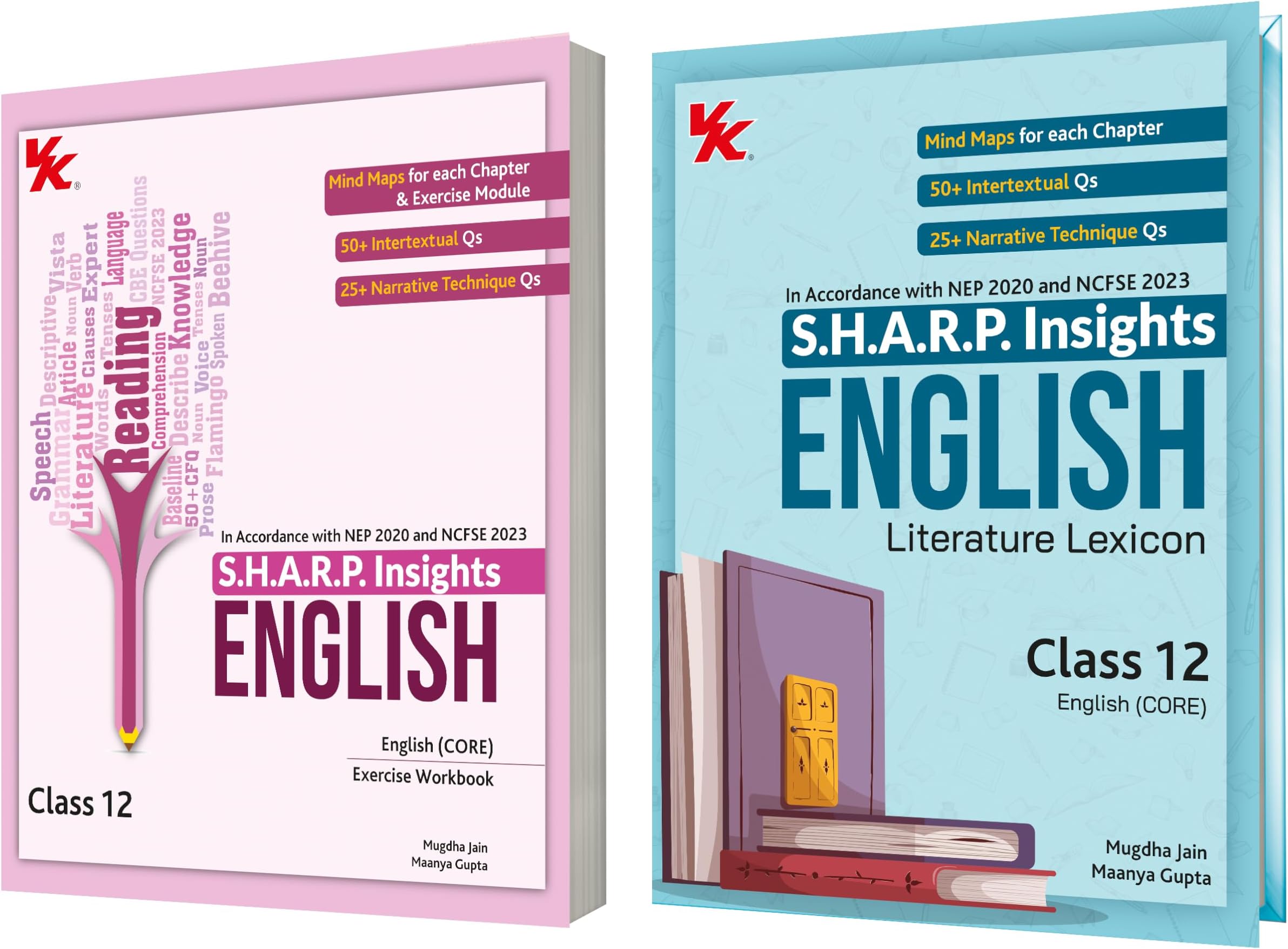 S.H.A.R.P. Insights for CBSE Class 12 English (Core) Literature Lexicon & Exercise Workbook (Set of 2) by Mugdha Jain (BITS Pilani, IIM-A) & Maanya Gupta (IIM-A) - Edition (2025-26)