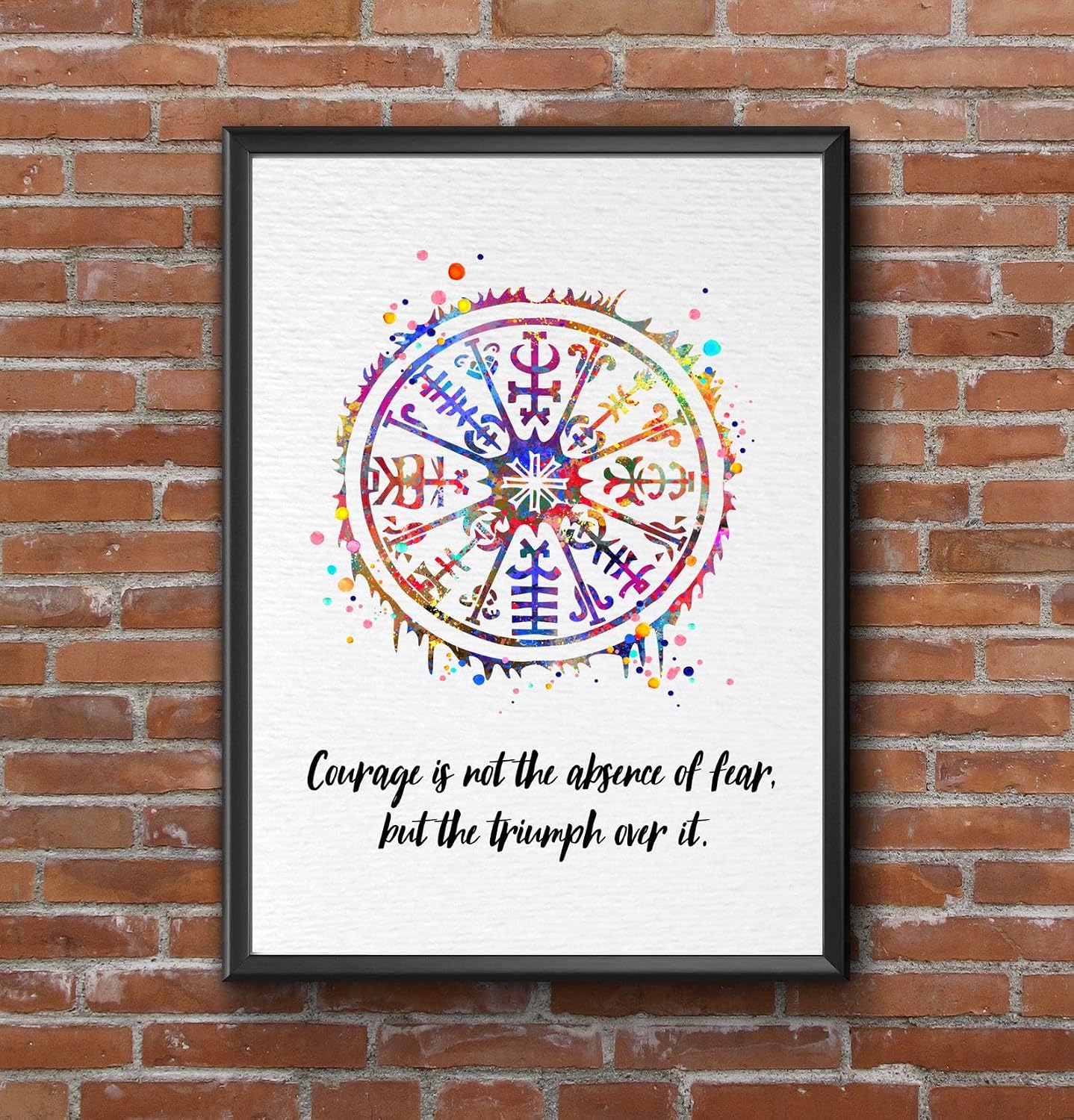 Dignovel Studios 11X14 Unframed Viking Vegvisir Symbol Sign Courage Motivational Inspirational Quote Positivity Affirmation Watercolor Art Print Poster Wall Hanging Decor DN862