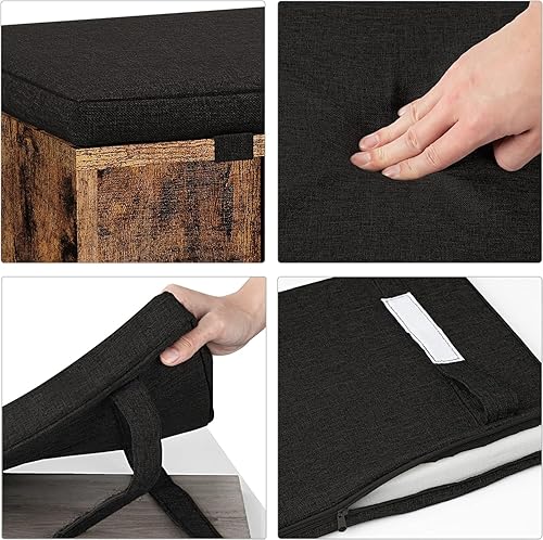 Miniatura 8 de Banco de zapatos con cojín, banco de almacenamiento con 5 compartimentos y estantes ajustables, banco de zapatos de entrada para dormitorio y