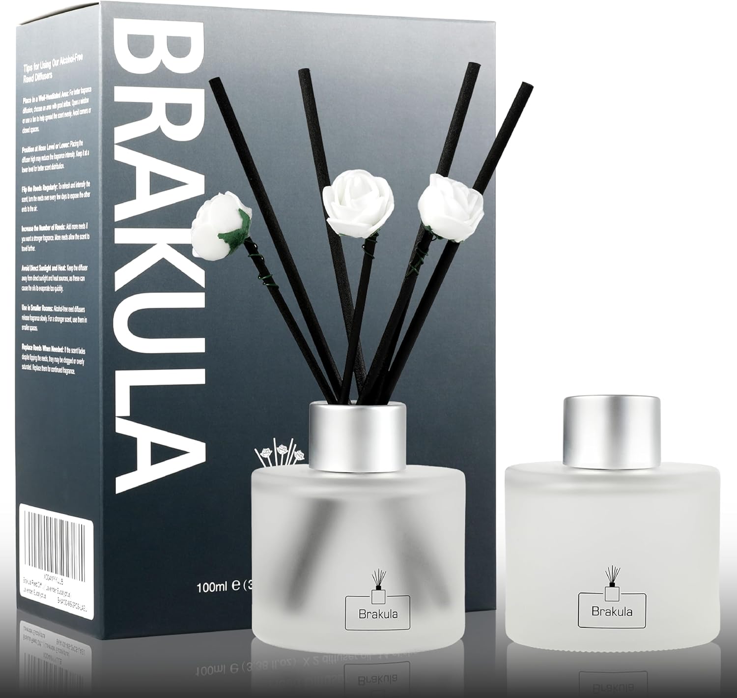 Brakula 2 Pack Reed Diffuser Set, Sandalwood Rose Scented, Home Fragrance with 14 Sticks Bathroom Decor, Reed diffusers for Home 6.76 fl oz (Sandalwood Rose)