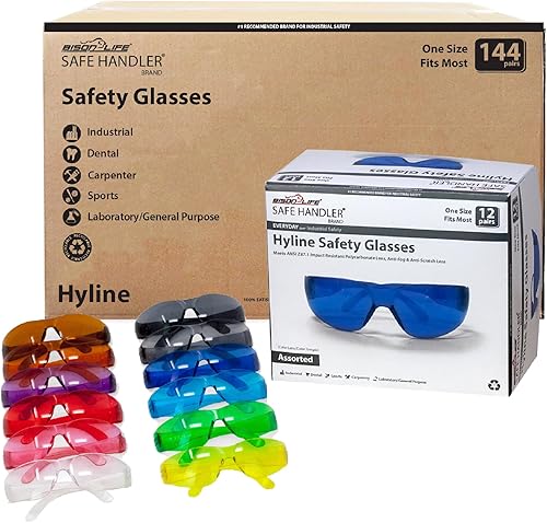 Miniatura 1 de SAFE HANDLER Hyline - Lentes de seguridad ANSI Z87.1, resistentes a los impactos, lentes de policarbonato irrompibles, antiarañazos
