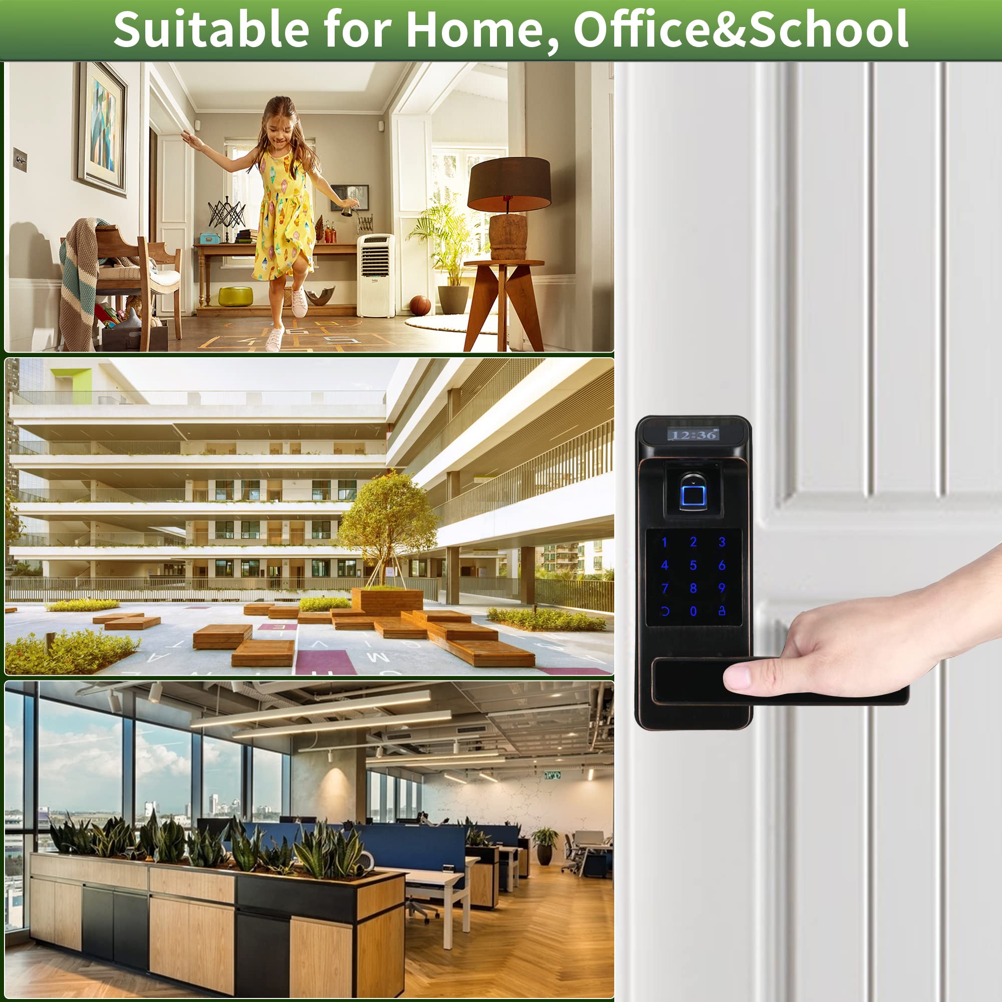 HARFO Fingerprint Door Lock, Keyless Entry Door Lock with Touchscreen