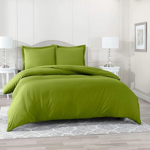 Miniatura 9 de AMAY Giza - Juego de funda de edredón de algodón de 500 hilos, 3 piezas, súper lujoso, elegante, tamaño King, color blanco sólido